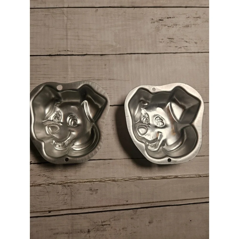 Vintage Wilton Puppy Dog Cake Pans Set of 2 Aluminum‎ Mold 1990s Birthday Party